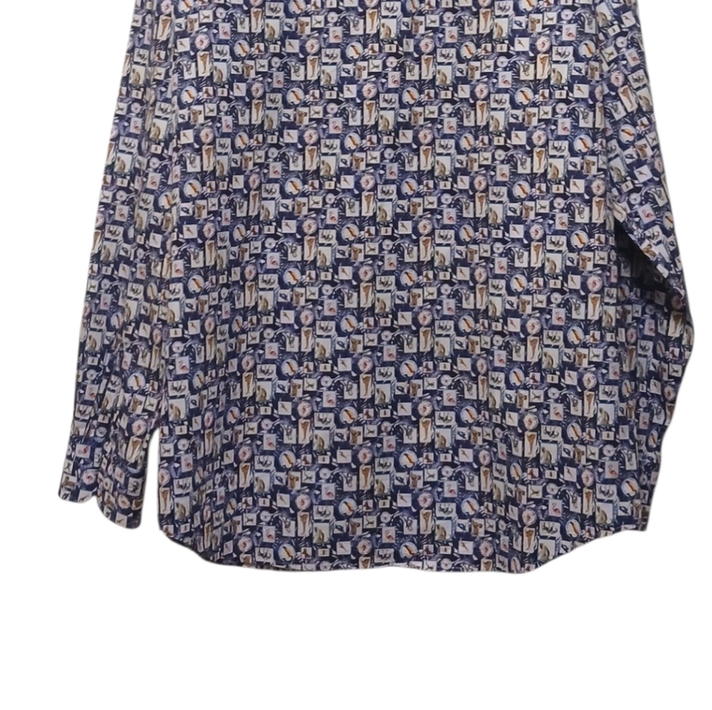Bugatchi - NWOT, Navy Blue, Geometric Print Of Different Animals, - Picture 9 of 9